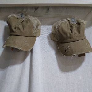 Bundle of Two BB Kahki Ponytail Ball Caps